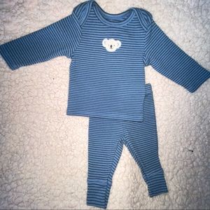 Stripped navy two piece